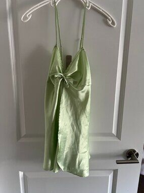 Green Lingerie Top, Split Hem, Size Small